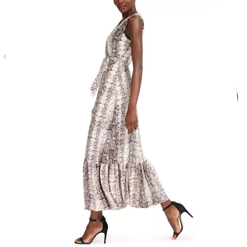 𝅺INC Snake-Embossed Faux-Wrap Maxi Dress , size medium - Picture 2 of 4